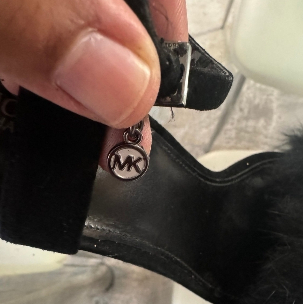 Michael Kors Black Fur Strap Heels - Picture 5 of 6